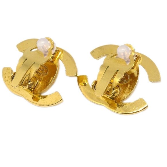 Chanel CC Turnlock Earrings Clip-On Gold Large - Picture 3 of 5
